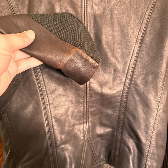 Andrew Marc Brown Leather Motorcycle Jacket Size Medium - Picture 5 of 8